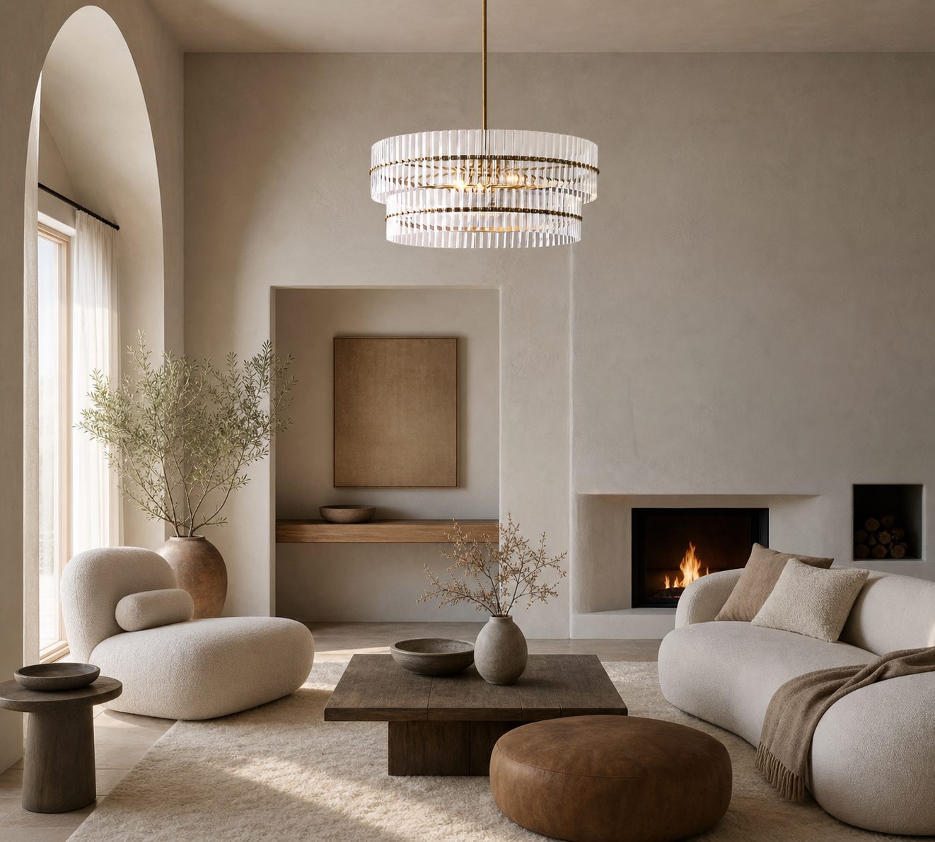Lumora Crystal Pendant Light – Elegant Tumbled Brass & Cut Glass