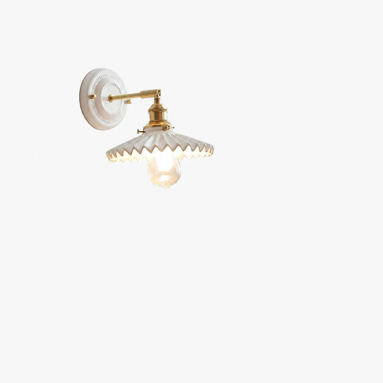 Vintage Japanese Ceramic Brass 1-Light Wall Sconce Lamp