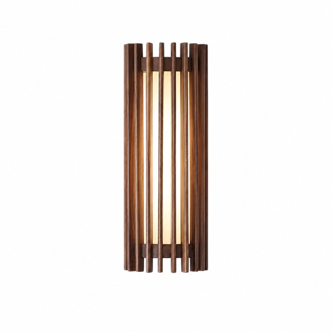 Boskelux Walnut Wall Lamp – Curved Backplate and Diffused Glow for Living Rooms or Hallways