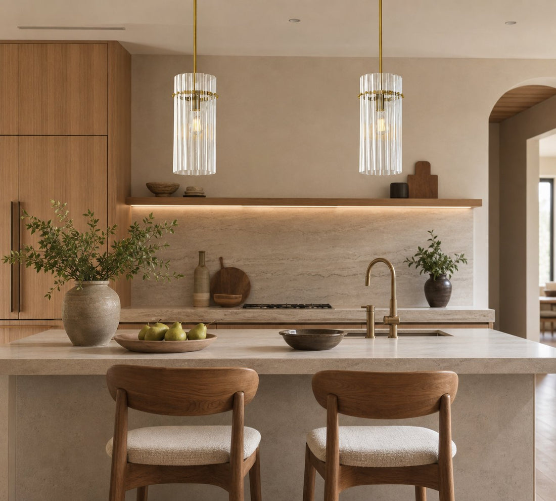 Lumora Crystal Pendant Light – Elegant Tumbled Brass & Cut Glass