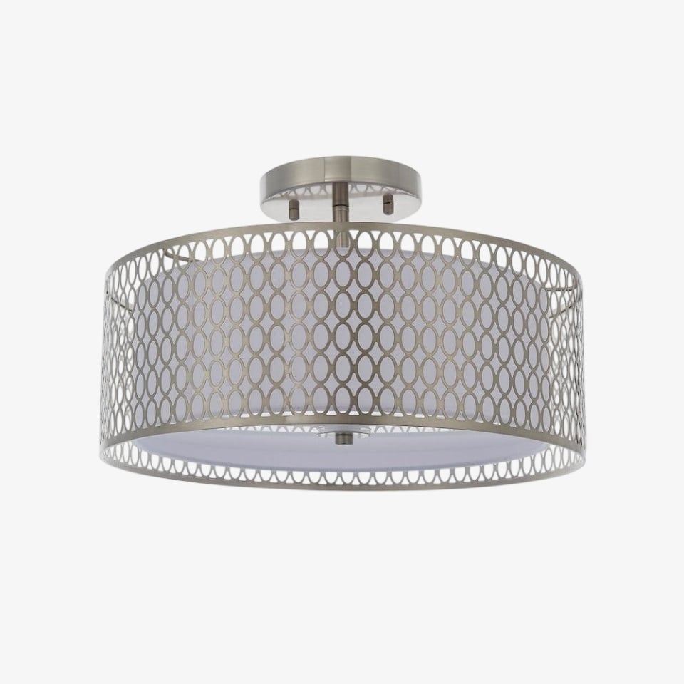 Liorin Geometric Mesh 3‑Light Flush Ceiling Light - Mesh Metal Frosted Glass Lamp for Living Room or Hallway
