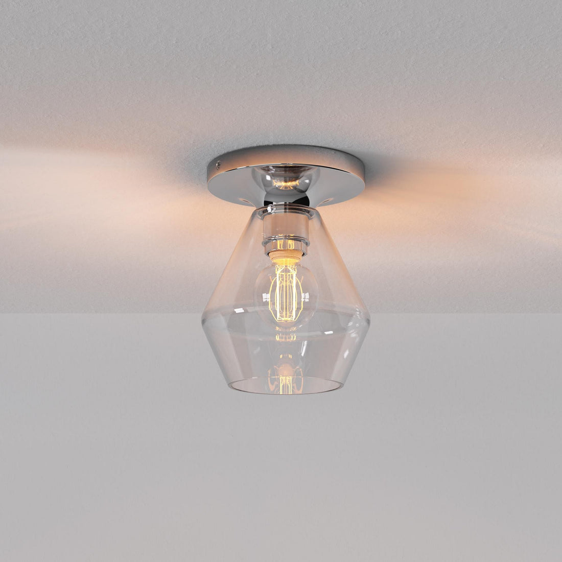 Merin Minimalist Sleek Geometric Glass Flushmount Light