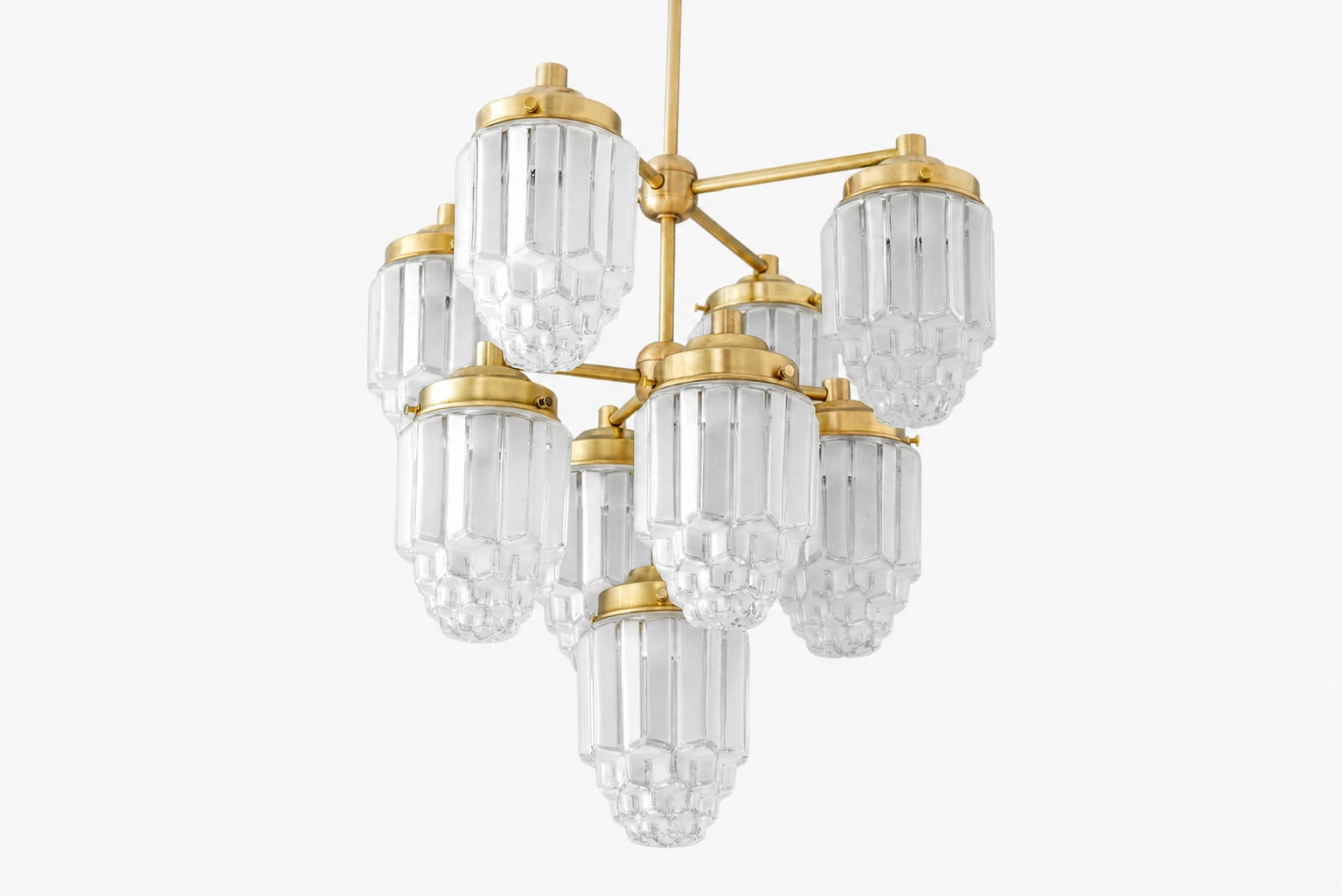 Tierlux Glass Textured Brass Chandelier – Timeless Lighting with Style