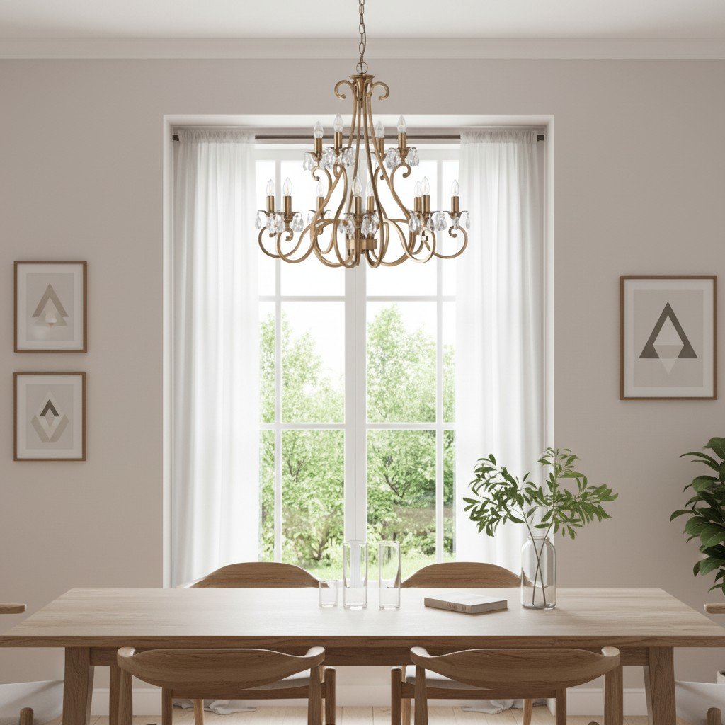 Talonis Crystal Chandelier - Traditional Candle-Style Brass and Nickel for Living Room and Dining Room