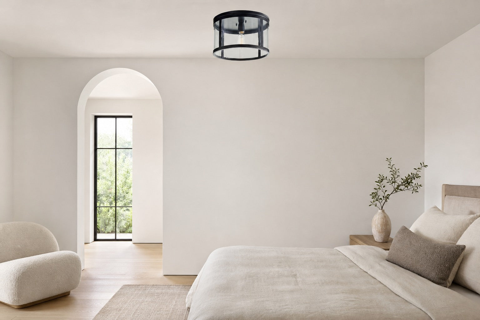 Ferrix Minimalistisch Iron Flush Mount Ceiling Light - Modern Outdoor Glass Ceiling Lamp