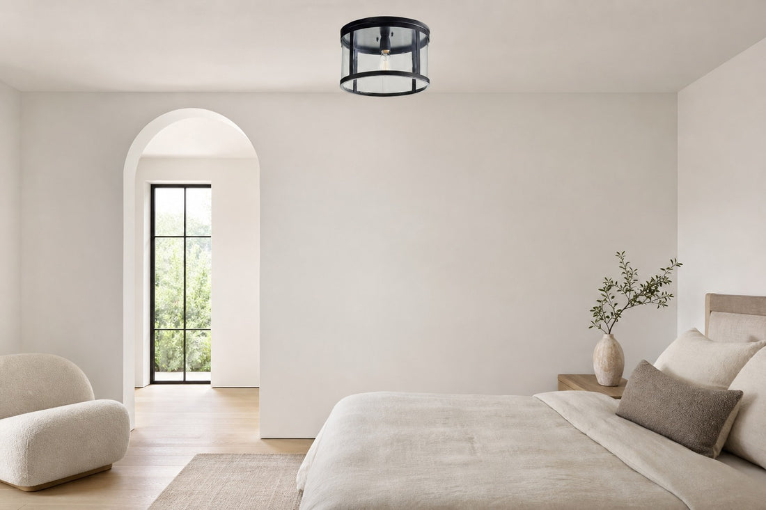 Ferrix Minimalistisch Iron Flush Mount Ceiling Light - Modern Outdoor Glass Ceiling Lamp