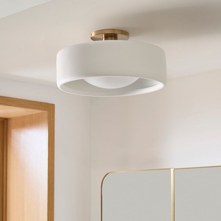 Cerova Modern Porcelain Flush Mount Ceiling Light– Elegant Ivory Shade