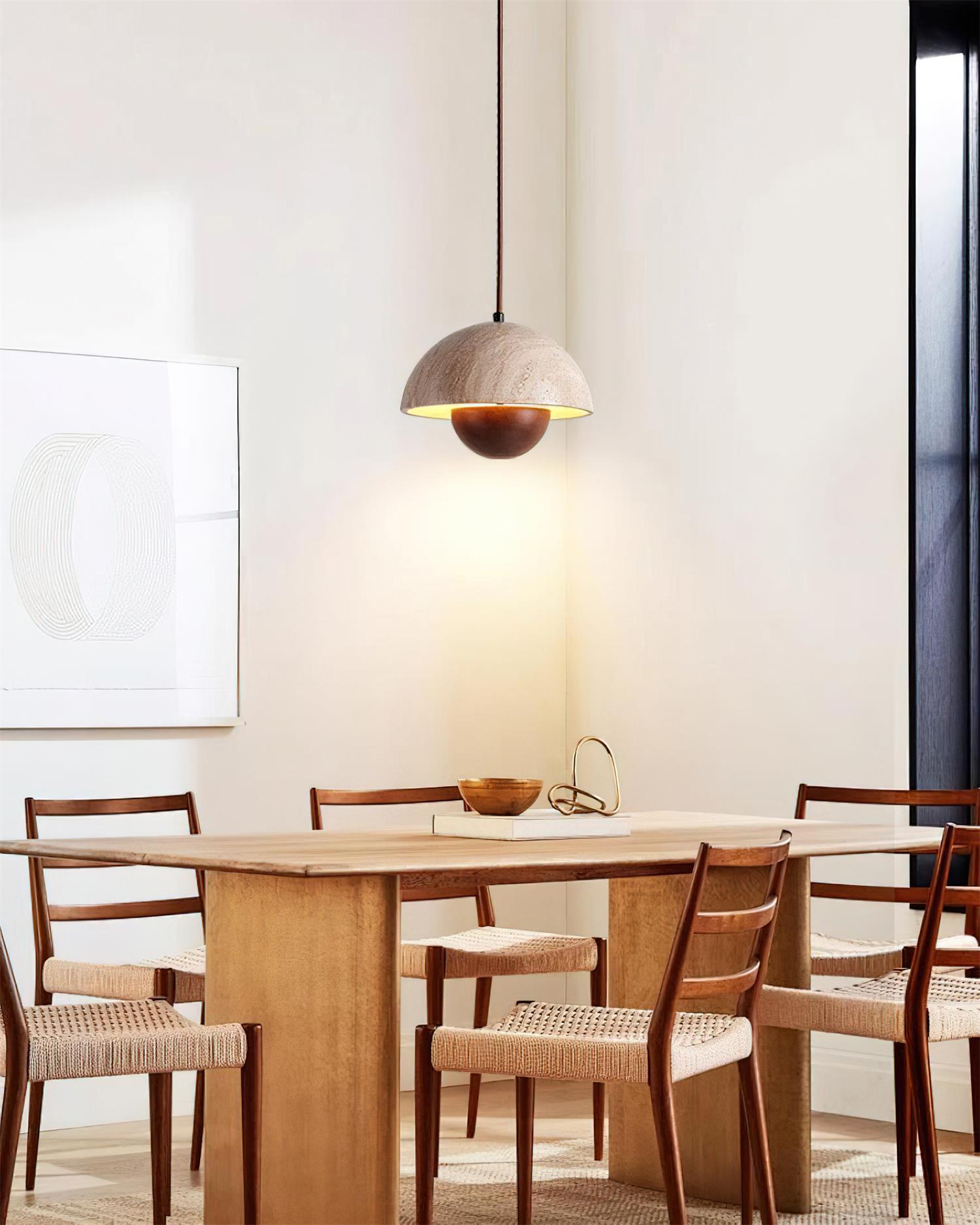 Natural Travertine Flower Bud Design Pendant Lamp