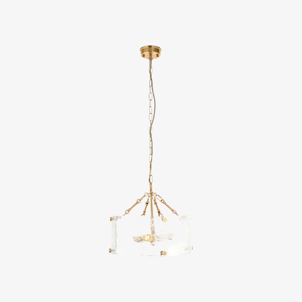 Panellux Decorative Pendant - Handcrafted Curved Glass Panels Brushed Brass Finish for Foyer