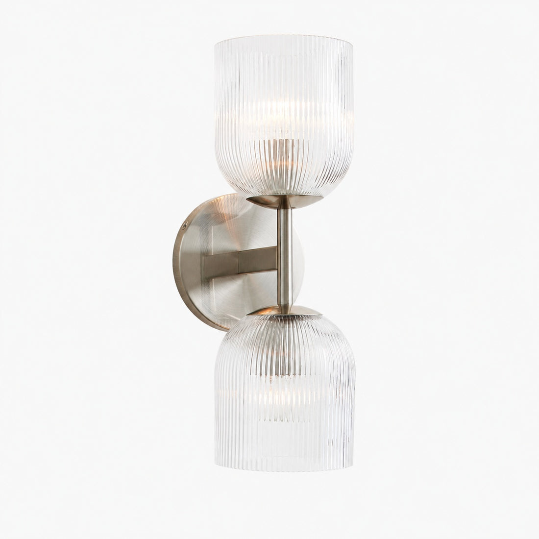 Bravira Ribbed Glass Sconce - Metal Wall Light with Clear Glass Shade