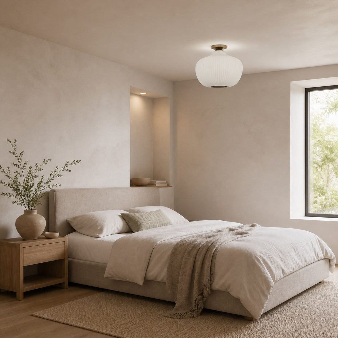 Rivrona Glass Flush Mount Ceiling Light - Modern Champagne Globe Design