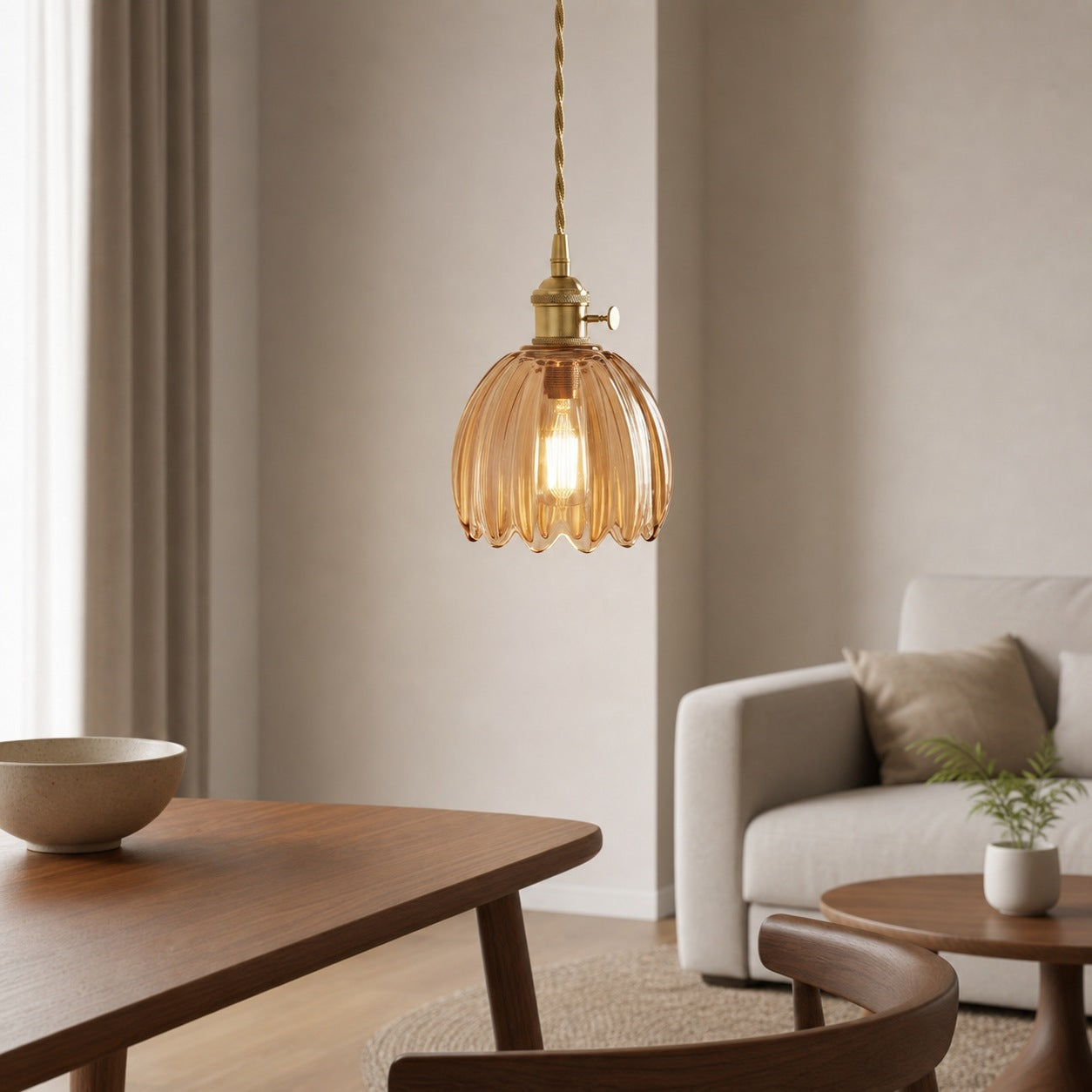 Blossix Elegant Art Pendant Lamp - Glass Flower Shade Design for Living or Dining Room N24