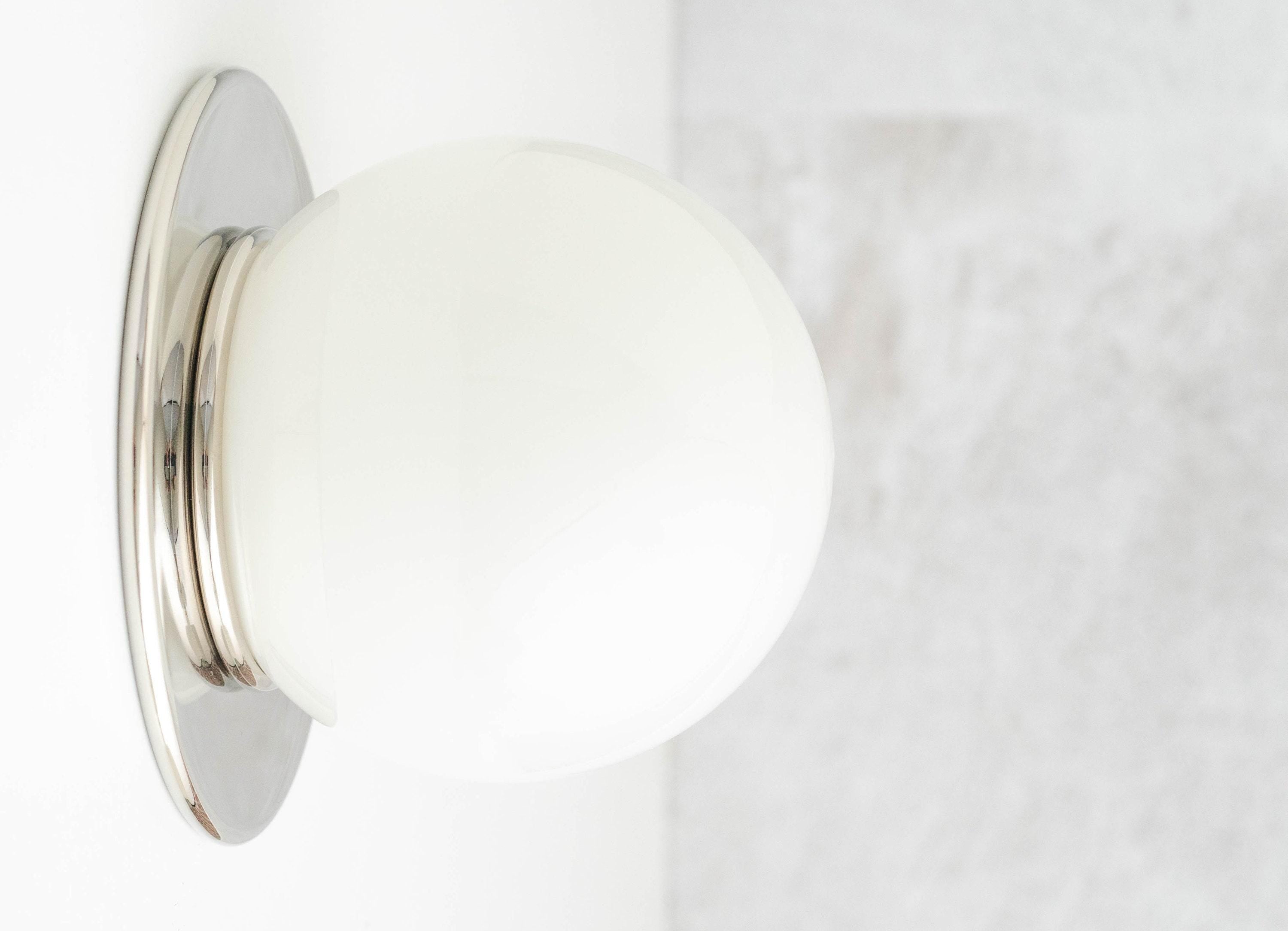 Glorica Glass Solid Brass Vanity Sconce - Compact Flush Mount Globe Light