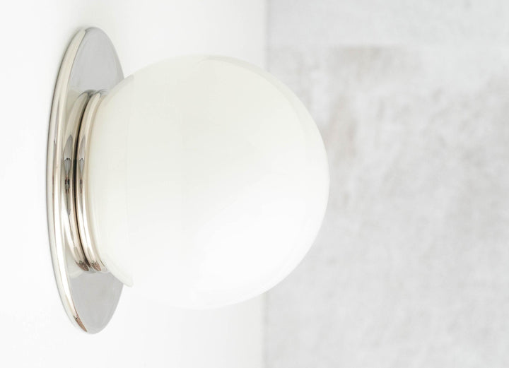 Glorica Glass Solid Brass Vanity Sconce - Compact Flush Mount Globe Light