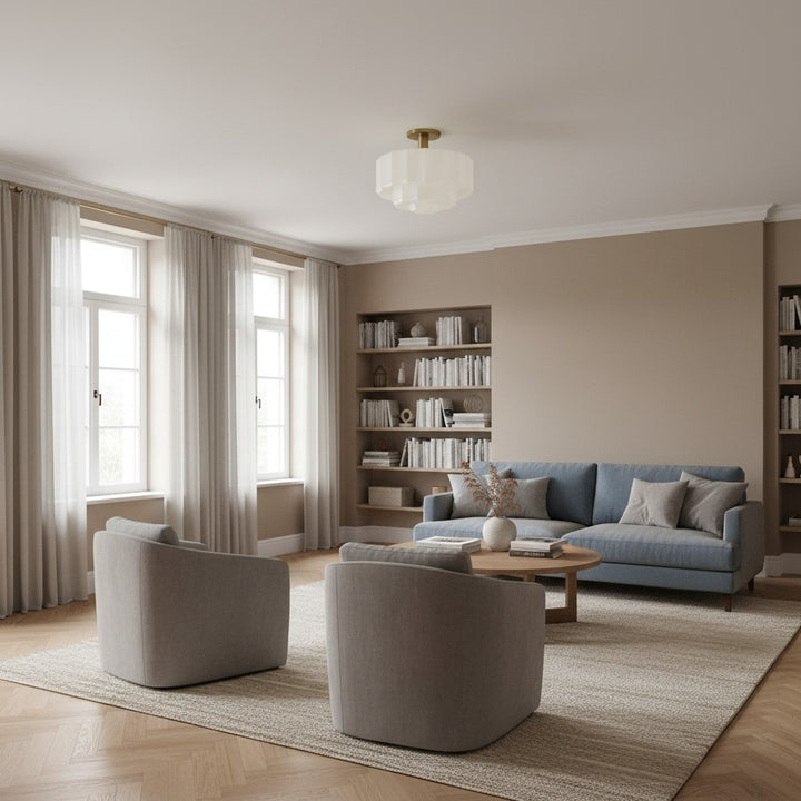 Vexrona Tiered Glass Shade Flush Mount – Contemporary Lighting for Bedrooms and Hallways