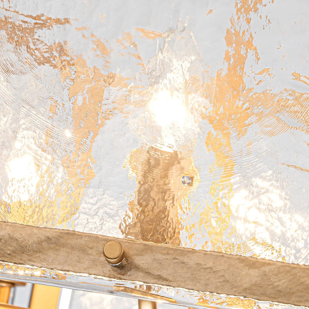 Textured Water Ripple Drum Chandelier - 6-Light Glass Pendant Light