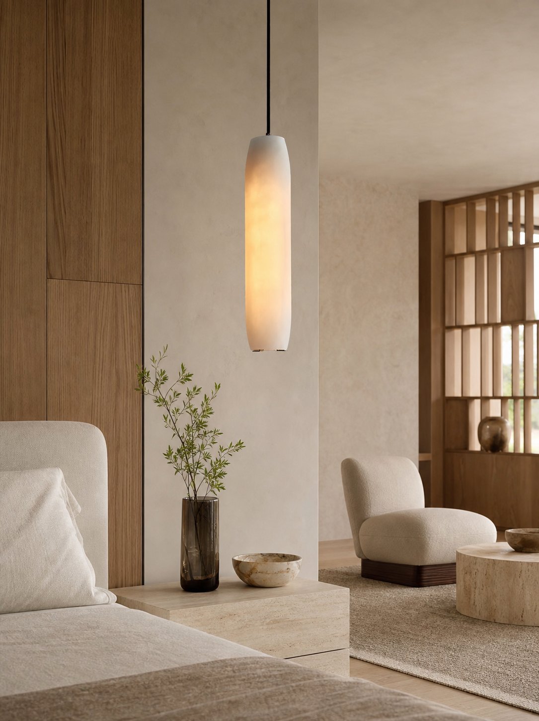 Alabaster Flute Pendant Light