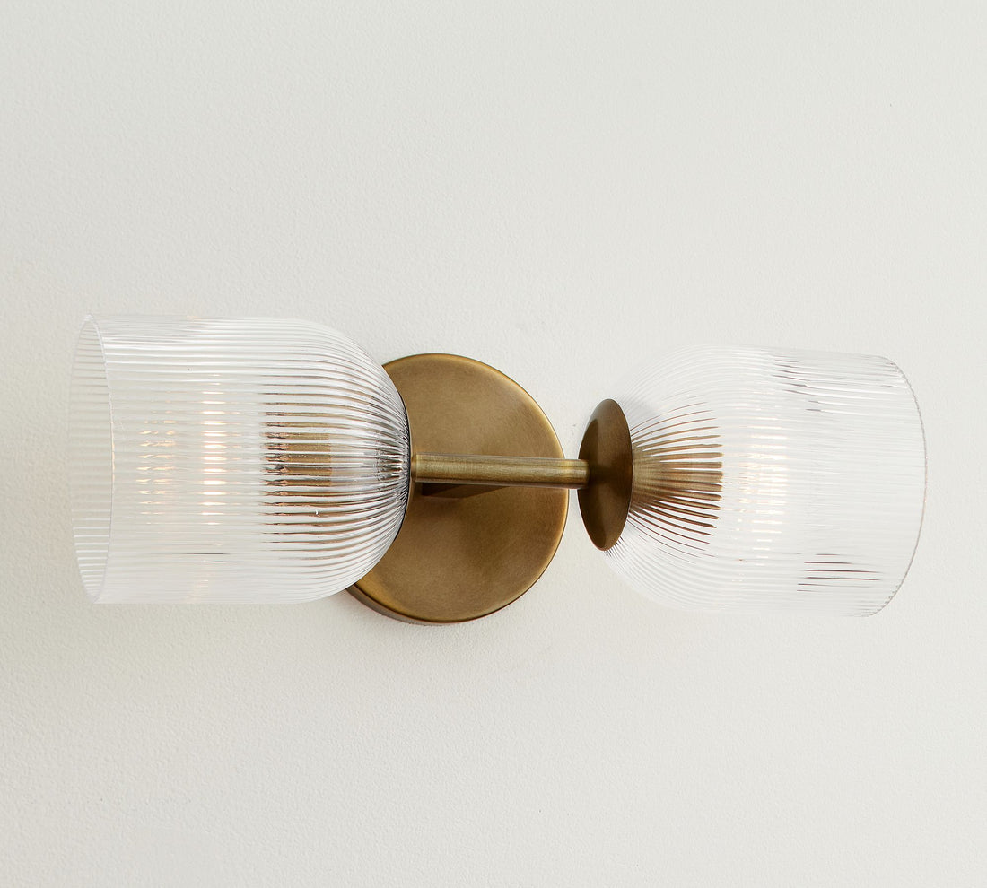 Bravira Ribbed Glass Sconce - Metal Wall Light with Clear Glass Shade