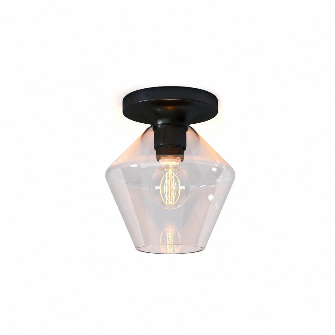 Merin Minimalist Sleek Geometric Glass Flushmount Light