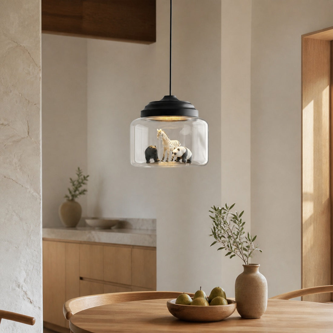 Beastlynn Animal Glass Pendant Lamp - Creative Zoo Design Hanging Light for Nursery N23