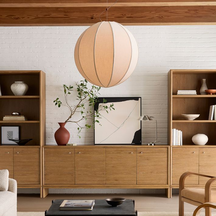 Alvian Pendant Light - Linen Shade with Adjustable Height for Cozy Dining