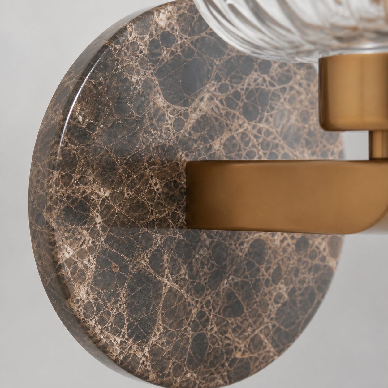 Korlisse Modern Marble Wall Light - Vintage Brass & Clear Glass Accent for Living Room and Hallway