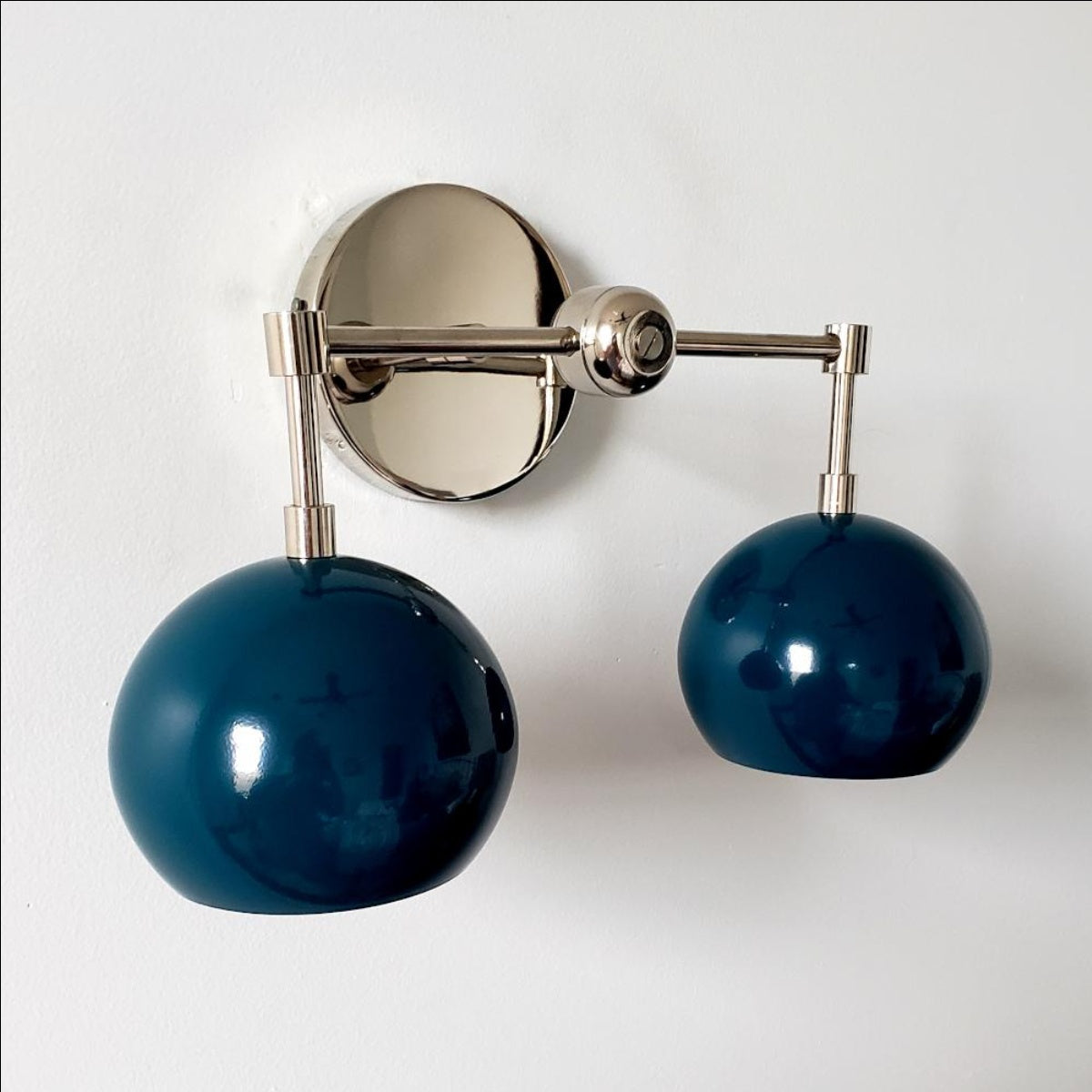 Navy Wall Light - Double Ball Bath Vanity Mirror Wall Sconce