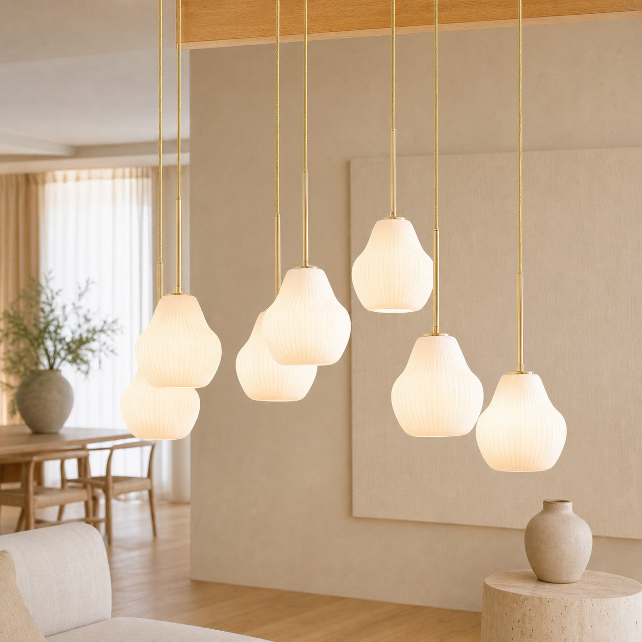 Rivrona Contemporary 7-Light Chandelier - Modern Glass Lighting for Dining Rooms
