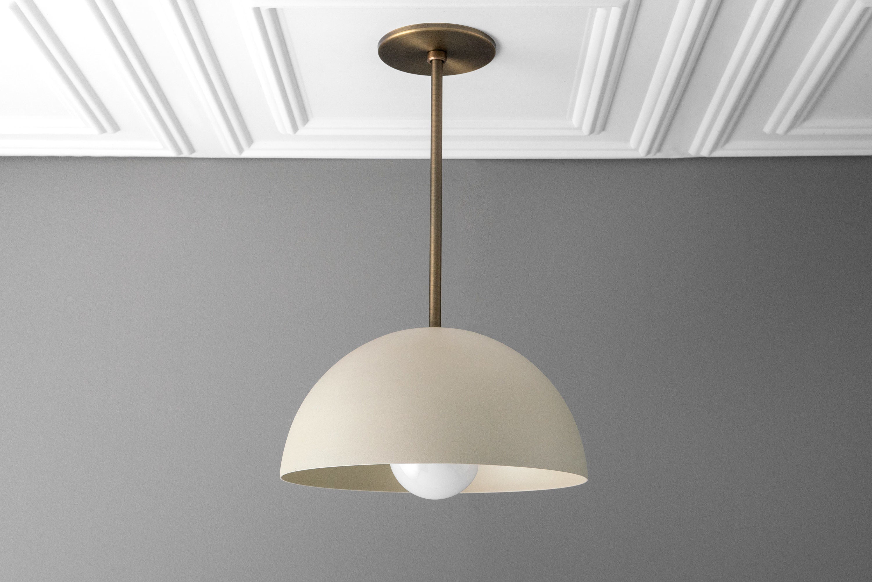Metio Dome Neutral Dome Pendant - Modern Metal Accent Lighting