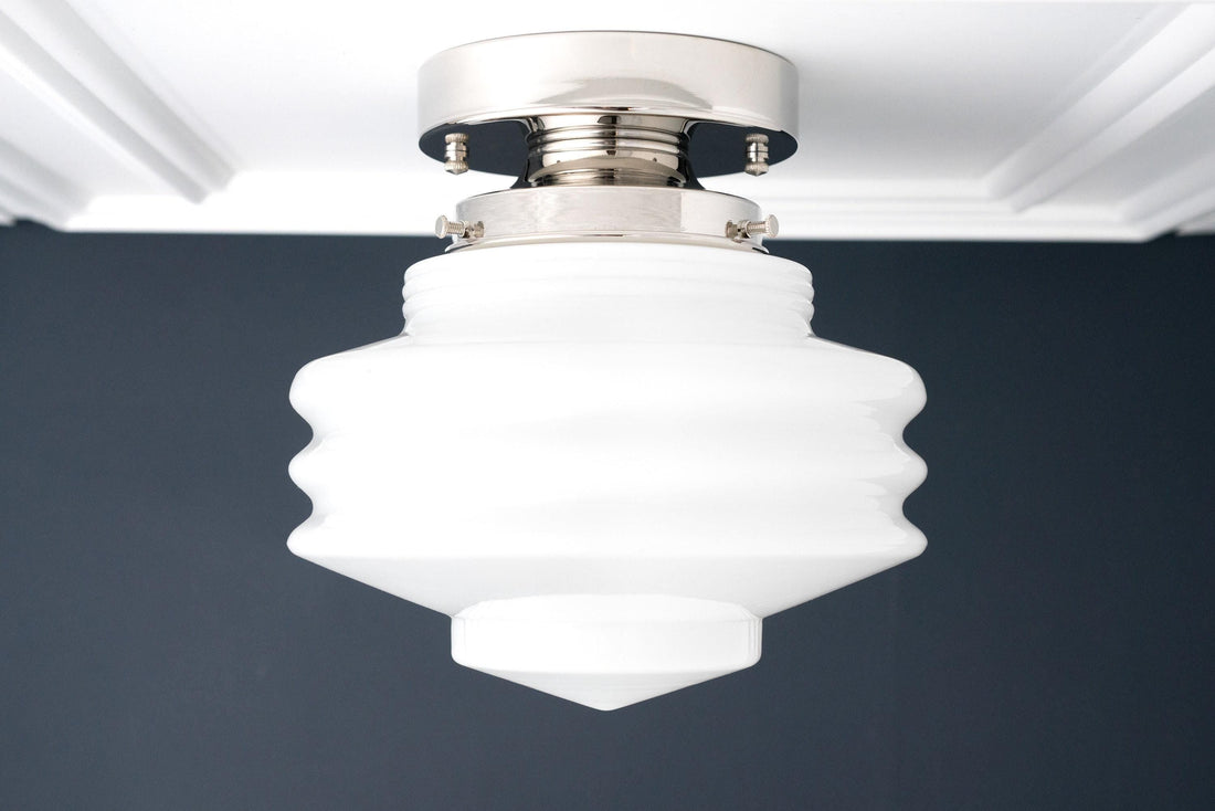 Geotower Glass Art Deco Ceiling Light - Glass Globe - Elegant Home Fixture