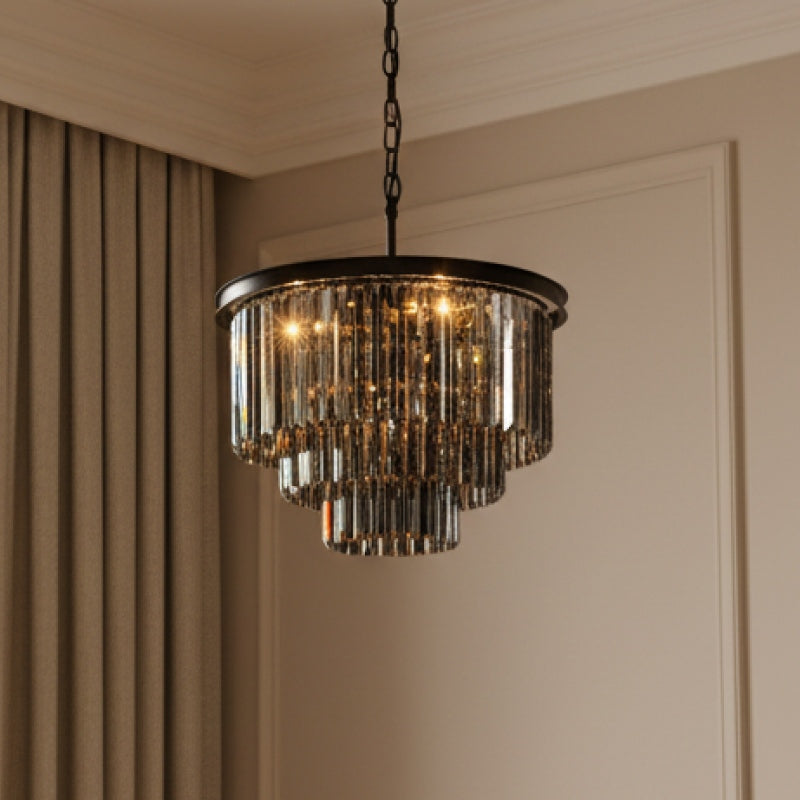 Aurevon Crystal Prism Metal Frame Modern Ceiling Chandelier for Home and Hotel