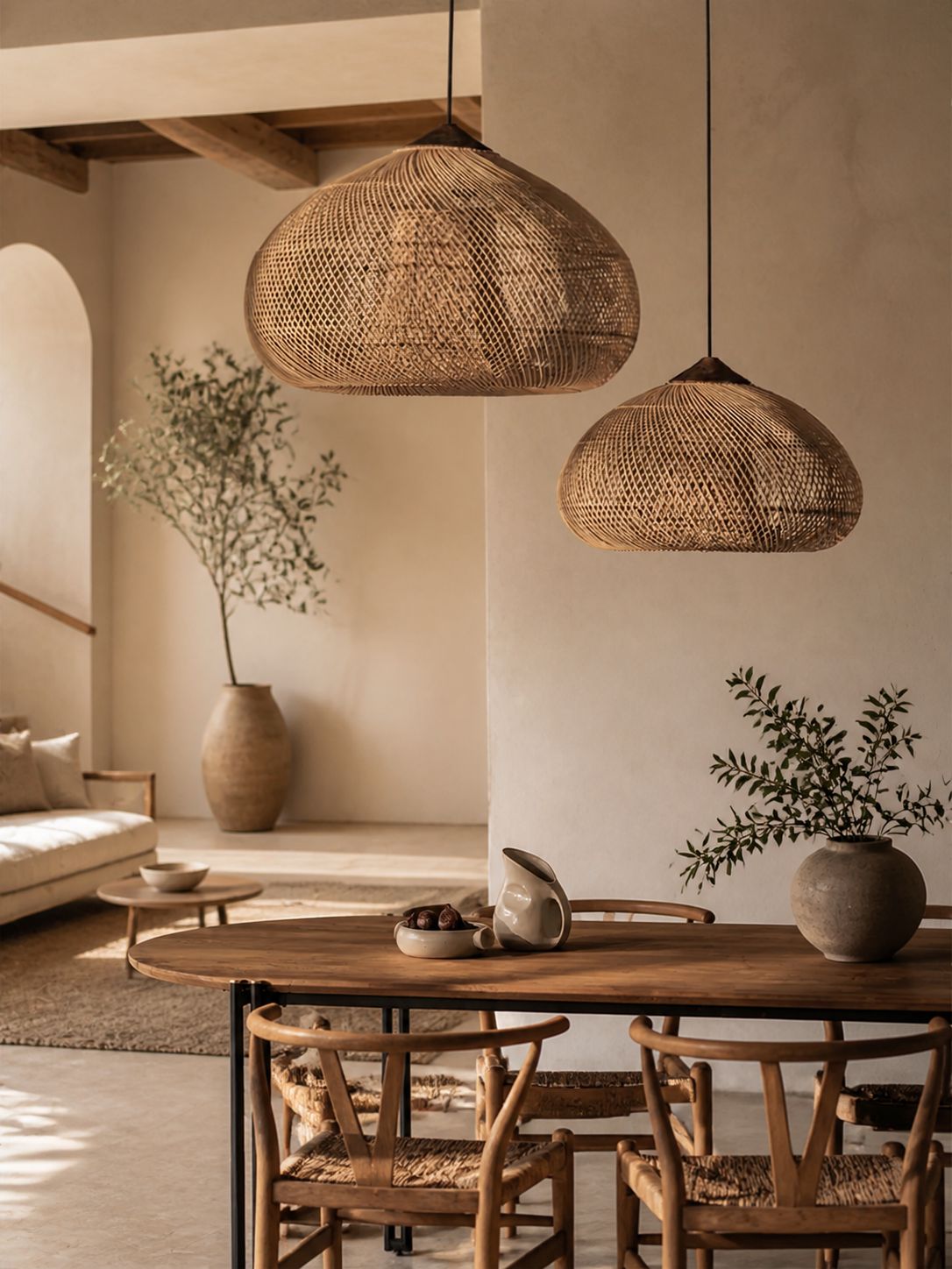 Harp Braided Rattan Pendant Lamp