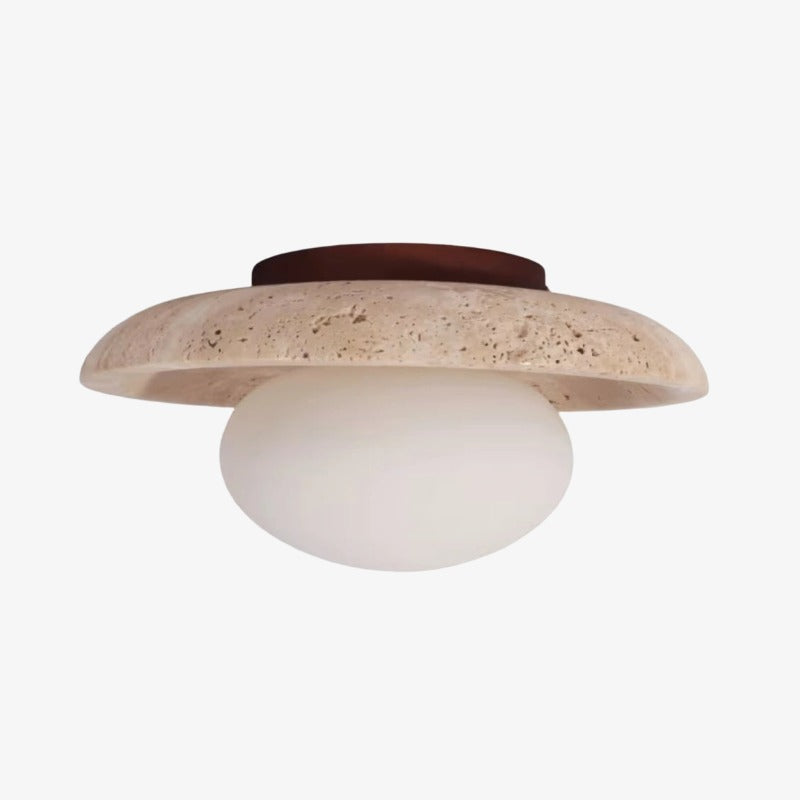 Calivra Modern Travertine Round Ceiling Light - Minimalist Flush Mount Lamp for Hallway and Bedroom