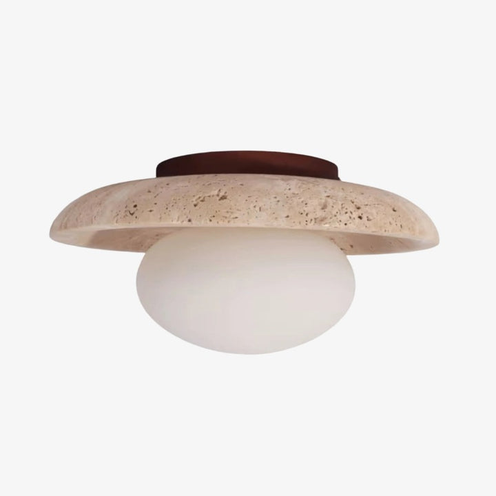 Calivra Modern Travertine Round Ceiling Light - Minimalist Flush Mount Lamp for Hallway and Bedroom