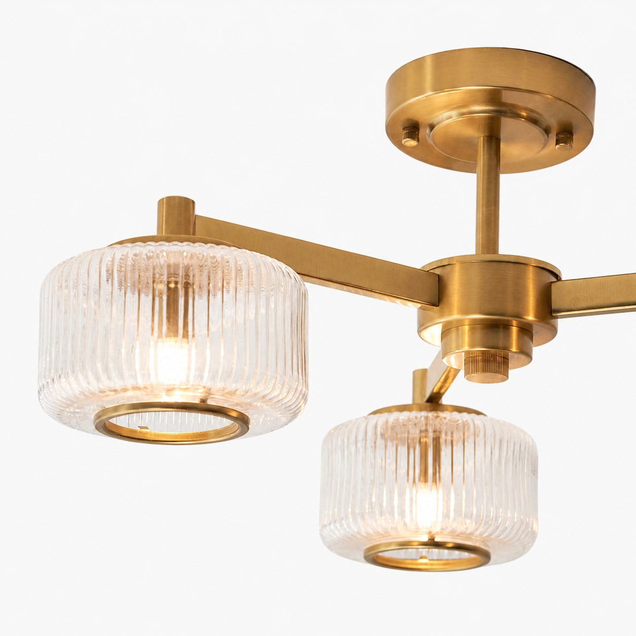 Canovus Ceiling Fixture with Ribbed Glass - Industrial Metal Living Room Light