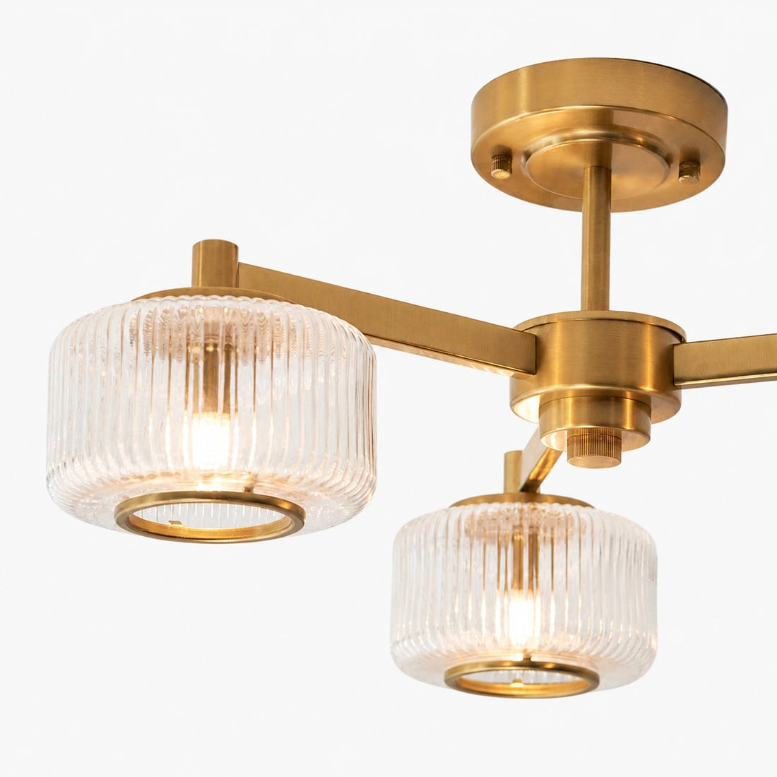 Canovus Ceiling Fixture with Ribbed Glass - Industrial Metal Living Room Light