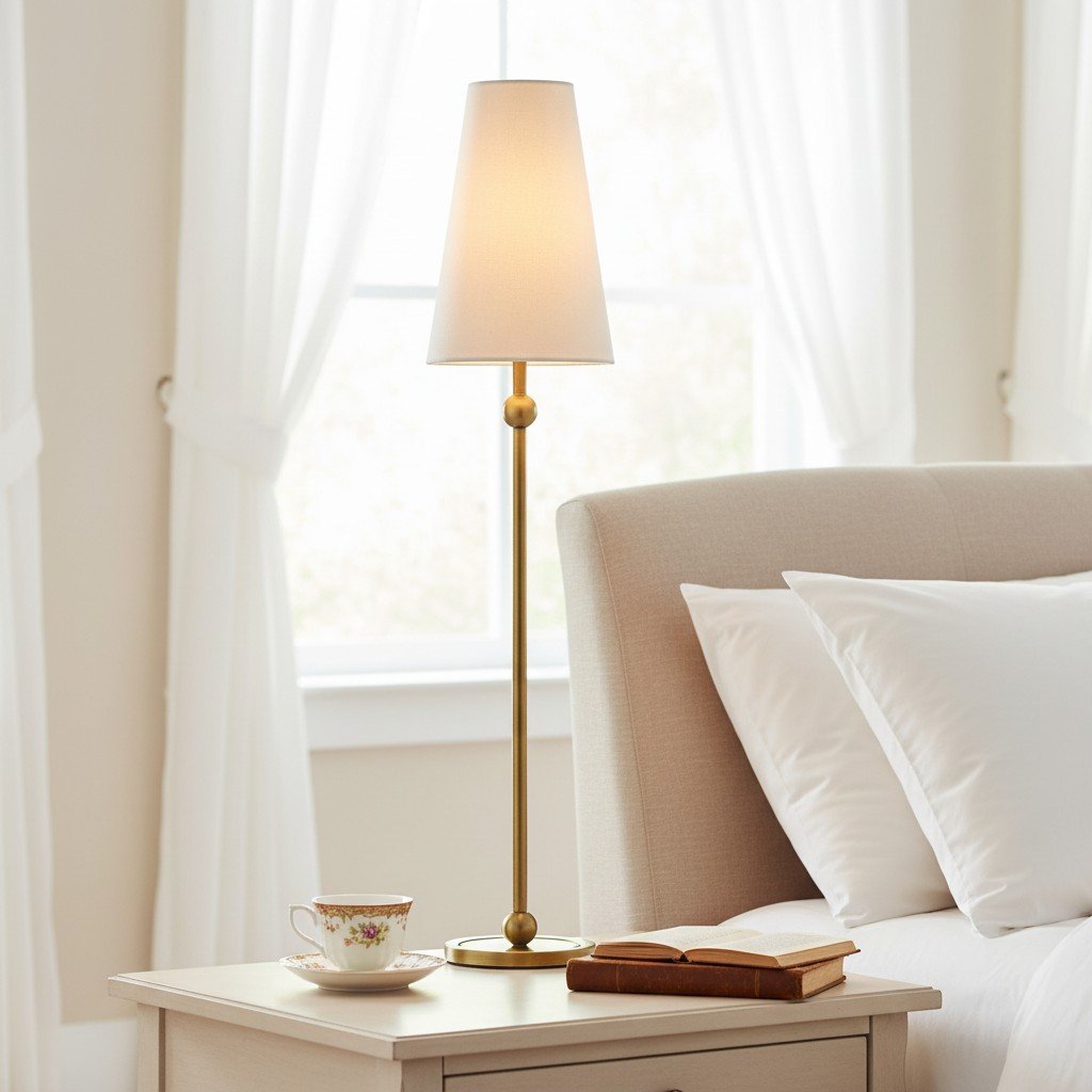 Serena Iron Table Lamp – Clean Lines and a Soft Linen Shade for Home Office or Bedside