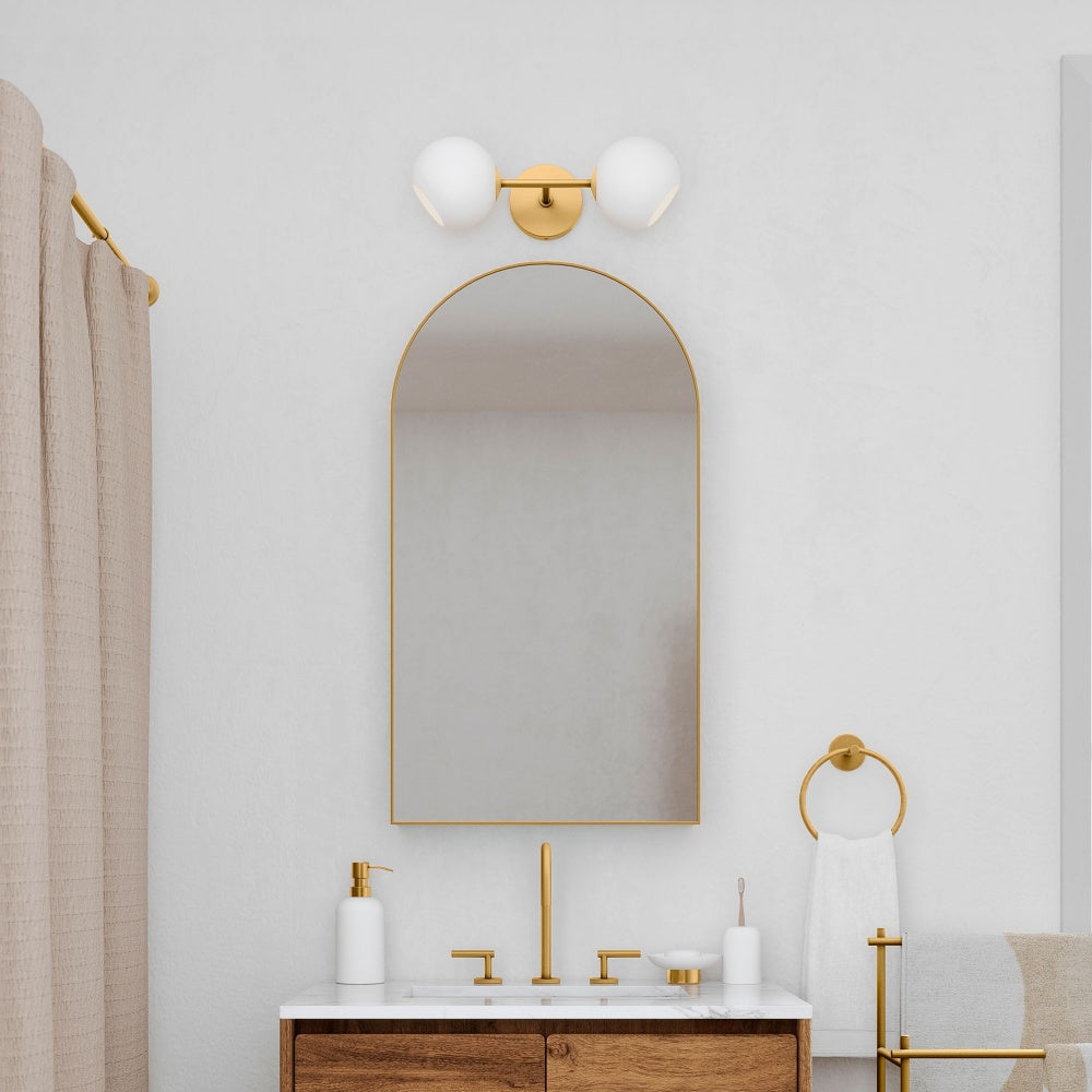 White Staggered Globe Glass Sconce - Double Head Vanity Wall Light