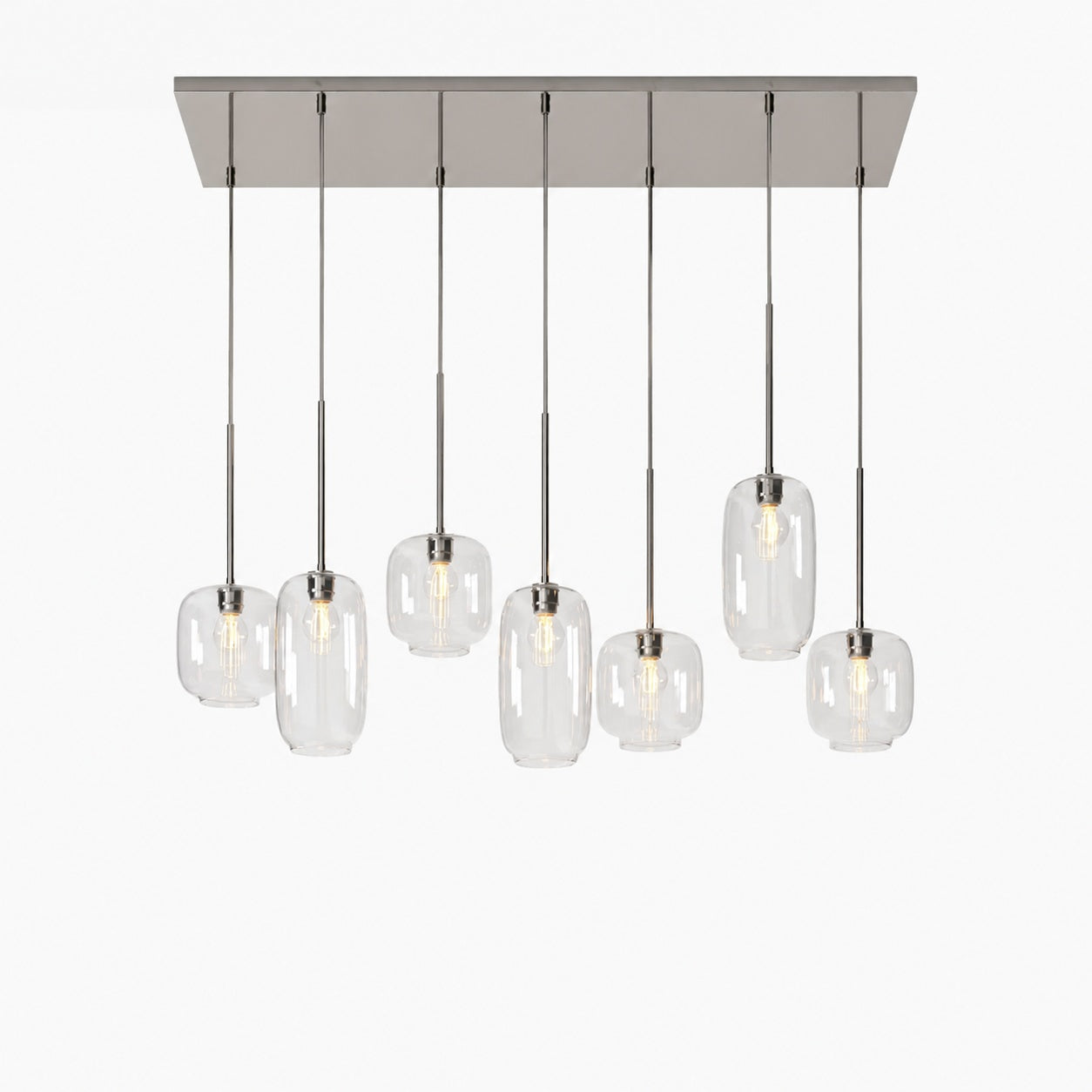 Lumivelle Sculptural 7-Light Chandelier – Adjustable Height Modern Glass Pendant