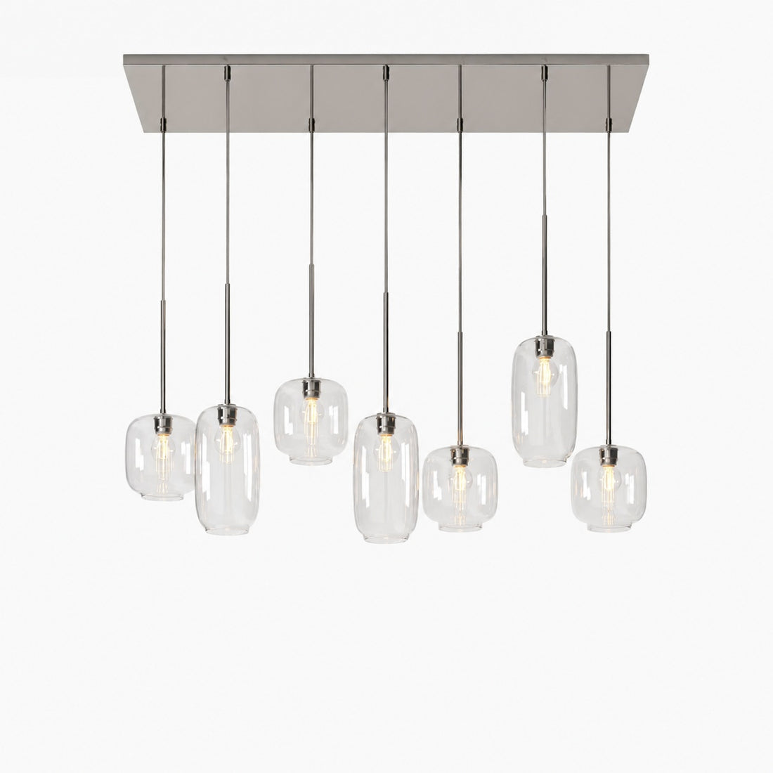 Lumivelle Sculptural 7-Light Chandelier – Adjustable Height Modern Glass Pendant
