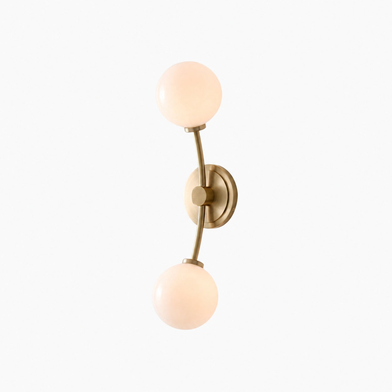 Arden Glass 2 Light Iron Wall Sconce - Modern Curved Design for Bathroom or Hallway