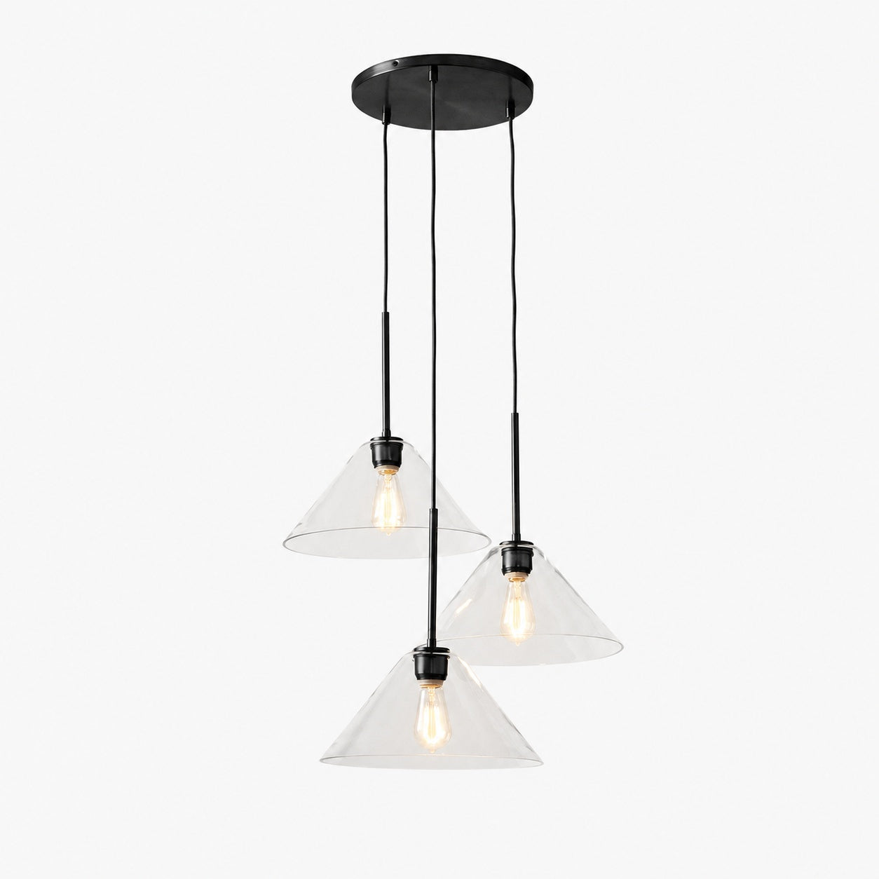 Conica 3-Light Cone Chandelier - Sculptural Glass Pendant Lighting Modern Style
