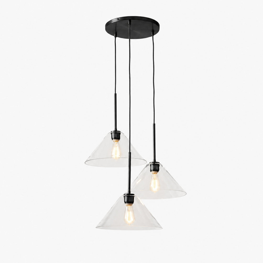 Conica 3-Light Cone Chandelier - Sculptural Glass Pendant Lighting Modern Style