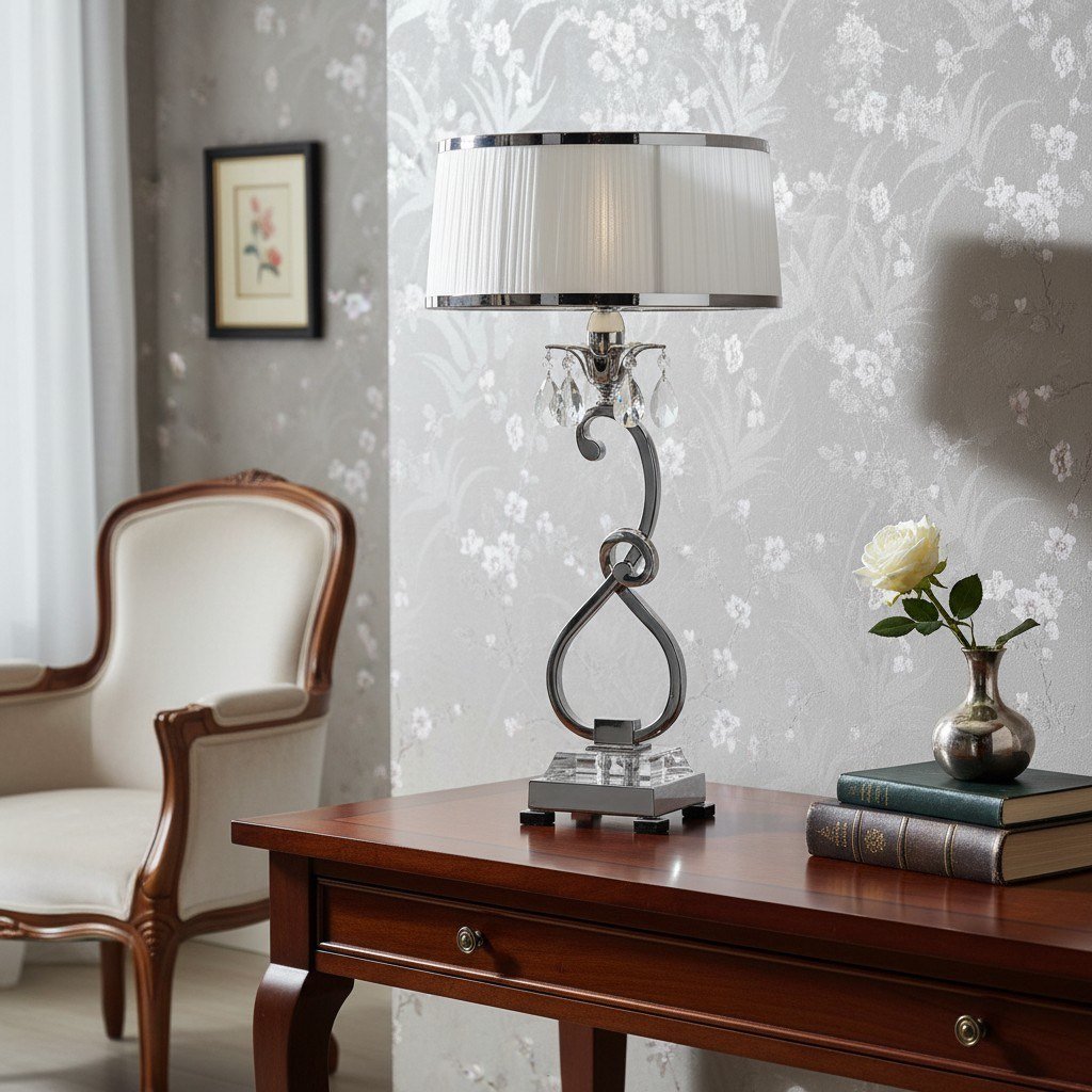 Talonis Decorative Crystal Table Lamp – Curved Metal Style for Home Interiors