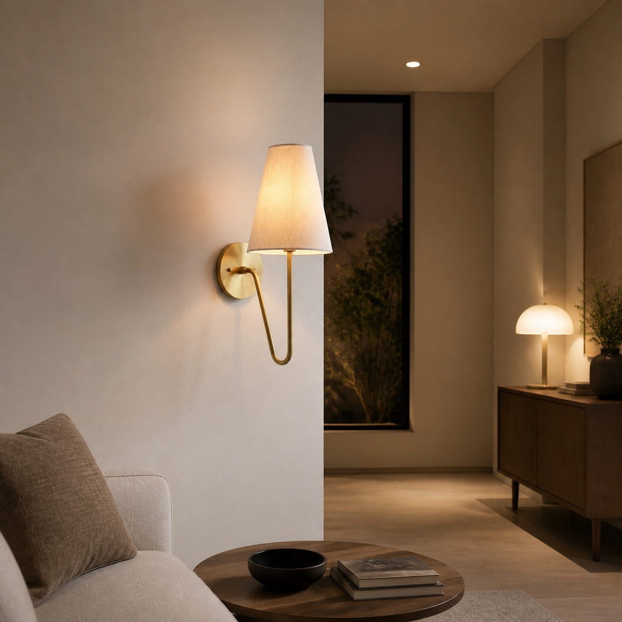 Organic Glass Scoop Wall Light – Minimalist Modern Decorative Ambient Sconce for Living Room