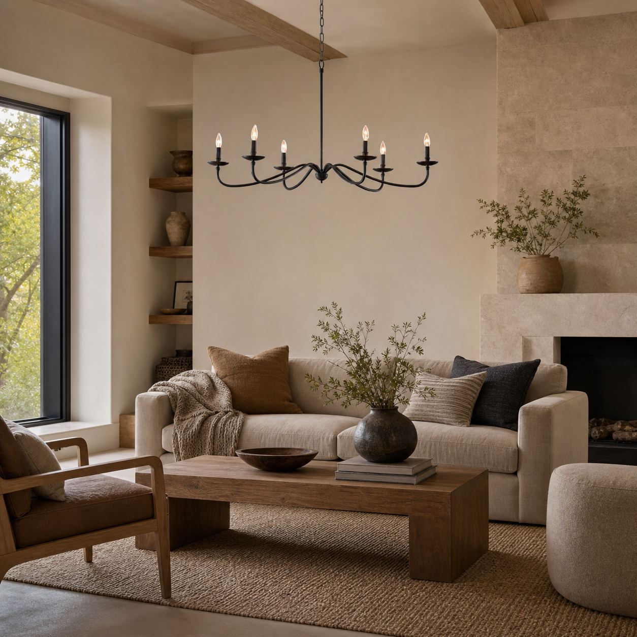 Rowan Timeless Iron Candle Design Chandelier - Industrial Interior Lighting For Bedroom