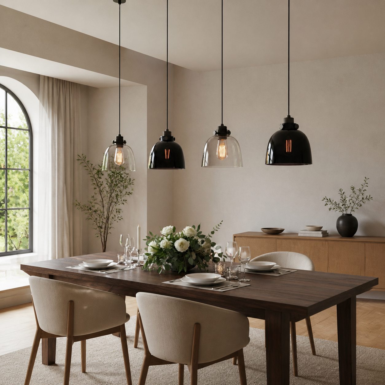 Readium Tinted Glass Pendant Light - Minimalist Dome Shade Adjustable for Kitchen Island and Dining Room