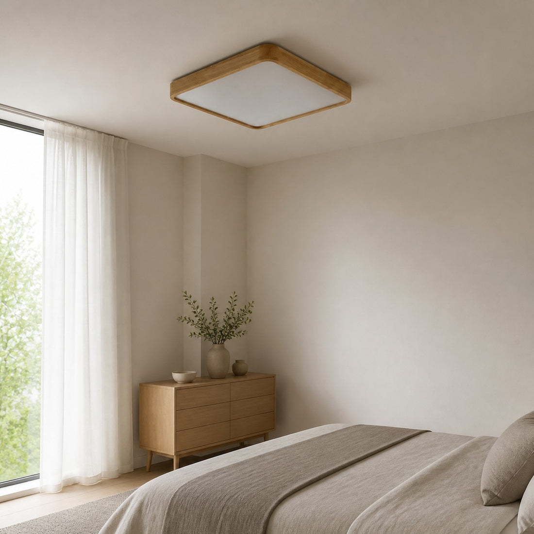 LignoForma Geometric Shape Ceiling Light - Contemporary Wood LED Ceiling for Bedroom and Lounge