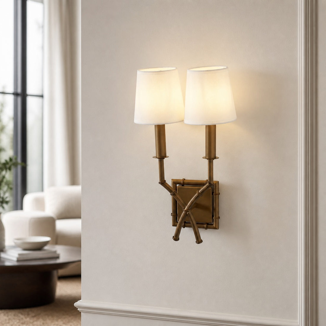 Double Arm Bamboo Sconce