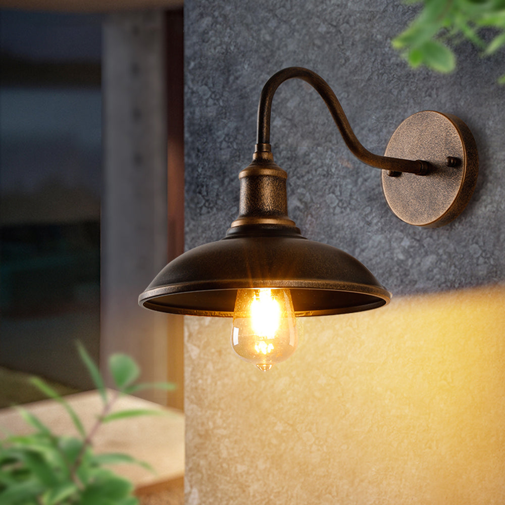 Retro Industrial Bowl Shaped Outdoor Waterproof Wall Light